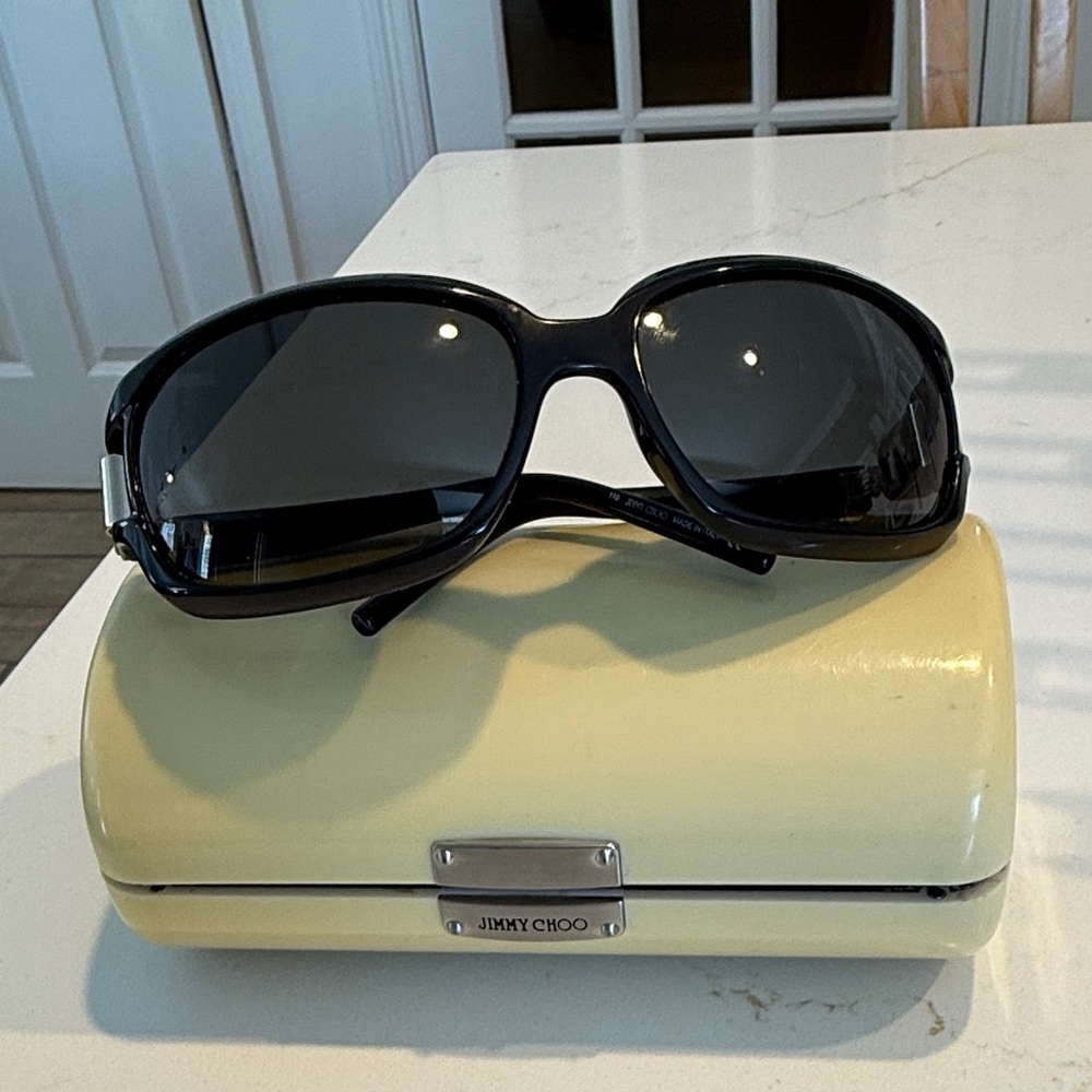 Jimmy Choo Black Sunglasses with Cream Case